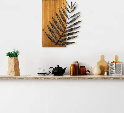 Produktbild von Wallity, Leaf 3-1, Dekoratives Wandaccessoire aus Holz, Mehrfarbig, 100 % HOLZ / METALL, 58 x 3 x 50 cm