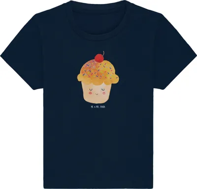 Produktbild von Mr. & Mrs. Panda  T-Shirt Cupcake 6. - 12. Monat - French Navy - Geschenk, Backen, Lustige Sprüche, Wunder, Babyshirt, Kinder Shirt, Motivation, Cupcakes, Muffin, Top