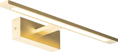 A brass wall lamp with an LED light strip, shown against a white background.