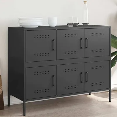 Immagine prodotto di vidaXL Credenza nera 100,5x39x79 cm acciaio