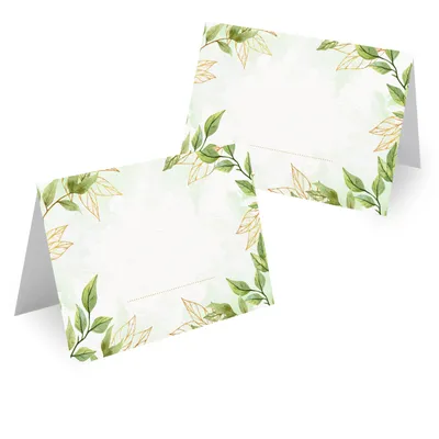 Produktbild von MAVANTO® 100x Blanko Design Tischkarten Hochzeit Geburtstag DIN A7 - Platzkarten zum Beschriften in vielen verschiedenen Designs (Immergrün)