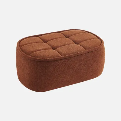 Produktbild von sweeek - Sitzhocker, Fußhocker mit strukturierem Bouclé-Bezug für den Sessel Boni - Terrakotta