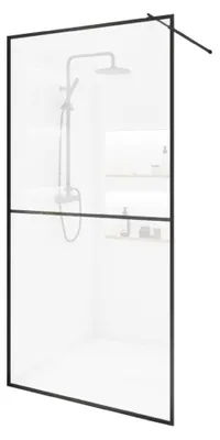 Produktbild von HOME DELUXE - Duschabtrennung - BAKI - Breite: 120 cm, Schwarzer Rahmen, Klarglas, 2 Raster Optik - 10 mm ESG - Sicherheitsglas I Walk in Dusche, Duschwand, Duschtür