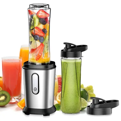 Smoothie-Maker 500 W, 2 x 600 ml Flaschen, BPA-frei, Edelstahlklingen