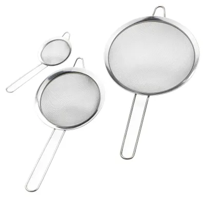 Produktbild von Küchensieb Set 3-teilig Edelstahl 8 14 20 cm Sieb Abtropfsieb