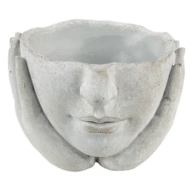 Image de Clayre & Eef Pot de fleurs tête Ø 11x11 cm Gris pierre