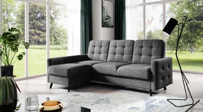 Produktbild von AX LIVING Ecksofa Grau mit Schlaffunktion Yosmio L-Form 225 cm L