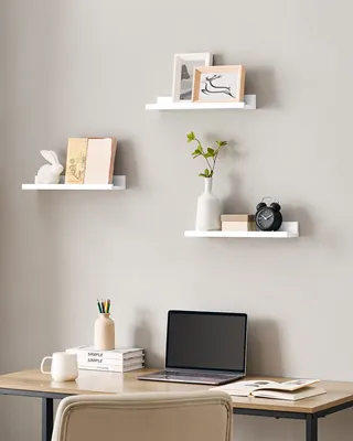 Produktbild von SONGMICS Wandregal 3er Set Schweberegale Regal 38 x 10 cm für Fotorahmen und Bücher unsichtbare Montage LWS38WT