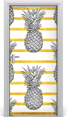 Produktbild von Tulup Türaufkleber 95x205 cm Dekorative Aufkleber Selbstklebend Wasserdichte Tapete Abnehmbar Schlafzimmer Wohnzimmer Wohnkultur - Ananas Streifen