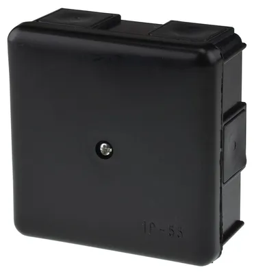 Obrázok produktu pre Povrchová skrinka IP55 90 × 90 × 40 mm ČIERNA 0226-02 BEZ VSTUPKY 6 gumových výstupov