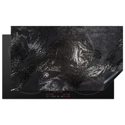 Produktbild von KitchenYeah© Herdabdeckplatte Marmor - Steine - Schwarz , 91x52cm, Küche Deko, Glaskeramikkochfeld Herdabdeckung, Abdeckplatte fùr Kochfeld