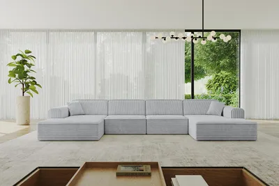 Produktbild von ALTDECOR Ecksofa in U-Form IREA-U2-v3 386x165x77 cm Grau Corner Sofa Bett Eckcouch Couch L-Form Wohnlandschaft Cauchsofa
