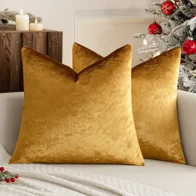 Produktbild von Kissenbezüge 2er Set 50x50 cm Samt Champagner Golden