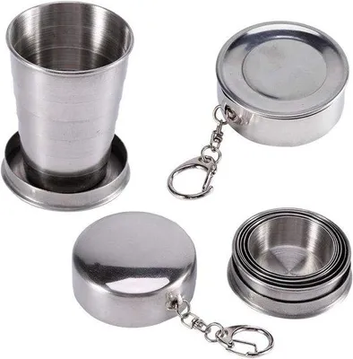 Produktbild von Famanu Reisebecher aus Edelstahl - faltbar, 75 ml, 140 ml, 240 ml