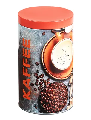 Produktbild von KAFFEEDOSE Ø10cm aus Metall mit Deckel Vorratsdose Blechdose Teedose Aufbewahrungsdose Tee Kaffee Dose Behälter Halter (Orange-15)