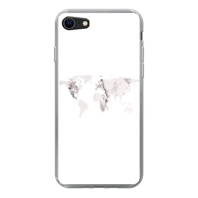Produktbild von MuchoWow® Handyhülle Schutzhülle Hülle für iPhone SE 2022 Weltkarte - Marmor - Weiß Silikon Softcase Handy Hülle - Schutzhülle