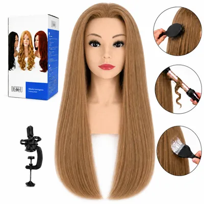 Immagine prodotto di Testina con busto per allenamento parrucchieri Maxi 100% capelli veri 65 cm, Immagine generata dall'IA