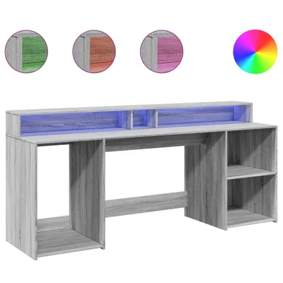 Obrázek produktu pro vidaXL LED stůl šedý Sonoma 200x55x91 cm materiál na bázi dřeva
