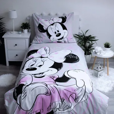 Produktbild von Disney Minnie Mouse Baumwoll-Bettwäsche 140x200 cm Deckenbezug + 70x90 cm Kissenbezug mit Reißverschluss