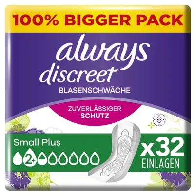 Obrázek produktu pro Always Discreet Incontinence Small Plus Big Pack přizpůsobitelné 32 kusů