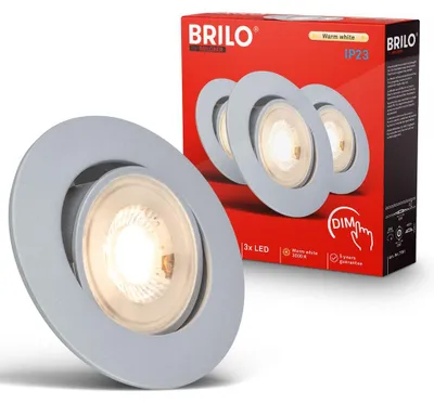 Obrázek produktu pro LED zapuštěné bodové světlo, 68 mm, sada 3 kusů, ploché, stmívatelné, zapuštěné osvětlení, 230V