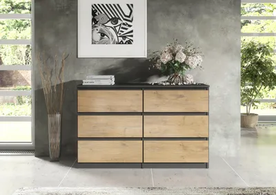 Immagine prodotto di Comodino funzionale da 120 cm con 6 cassetti e ampio spazio di archiviazione
