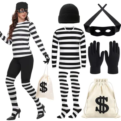 Produktbild von Damenkostüm für Räuber mit Hut und Maske für Cosplay