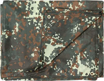 A folded camouflage tarp.