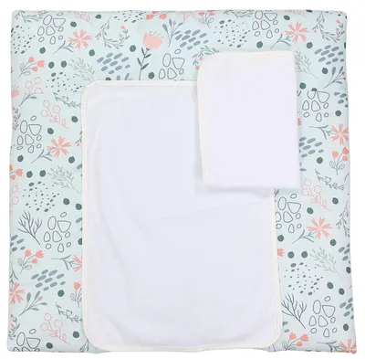 Produktbild von TupTam Wickelauflage mit 2 wasserfesten Frotteebezügen – weich gepolstert & hautfreundlich MAR02579, Farbe: Blumen, Größe: 76 x 76 cm