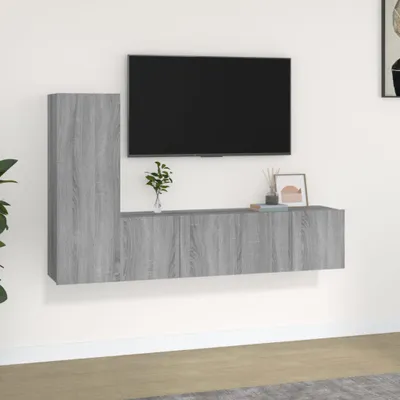 Produktbild von 3-tlg. TV-Schrank-Set Grau Sonoma Holzwerkstoff , TV-Schränke Design 2024