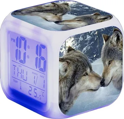 Produktbild von Wolf-Design Kinderwecker – LED Nachtlicht Nachttischwecker, Digitale Zeit/Temperatur + Snooze, 8x8x8cm