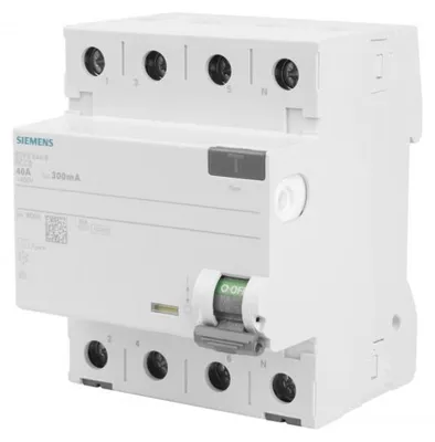 Produktbild von Siemens 5SV36446 5SV3644-6 FI-Schutzschalter A 4polig 40 A 0.3 A 400 V, 10 A, IP20
