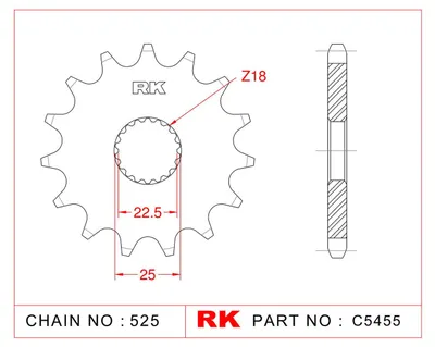 Imagen del producto de RK, piñón de transmisión, 5455, 16 dientes
