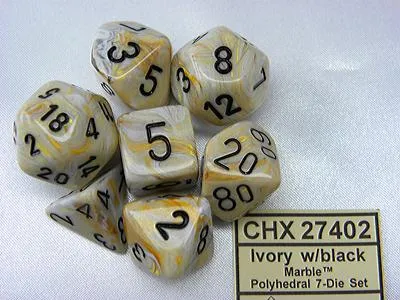 Produktbild von Chessex - Marble - 7-Die Set - Ivory/Black