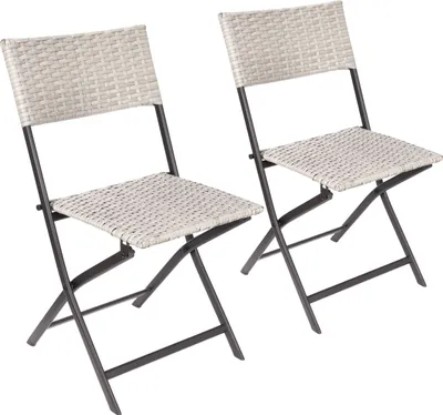 Immagine prodotto di Sedia da giardino BRUBAKER Lugano - sedia pieghevole in polyrattan resistente alle intemperie e robusta - sedia da balcone pieghevole - sedia da campeggio per giardino balcone campeggio, 2 sedie