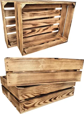 Produktbild von 3er Set Geflammt Holzkisten 50 x 40 x 15 cm massive Weinkisten in vielen Farben zur Auswahl Holz Kisten Obstkisten Apfelkisten, holzregal.