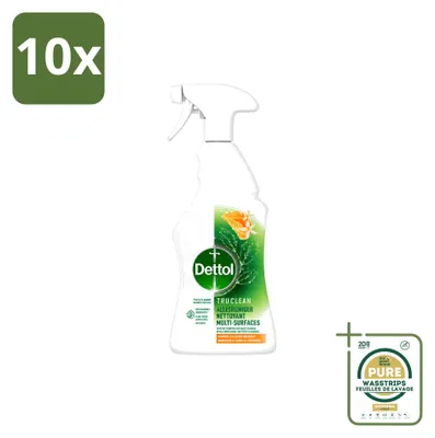 Produktbild von 10 x Dettol Tru Clean Allesreiniger Spray - Mandarine & Zitronenblüte - 500 ml - Vorratspackung - 10 Stücke