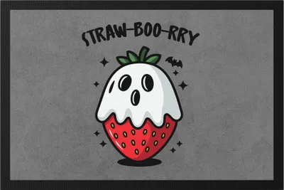 Produktbild von Straw-Boo-rry Erdbeermotiv Fußmatte Geschenkidee Halloween Zombie Geist
