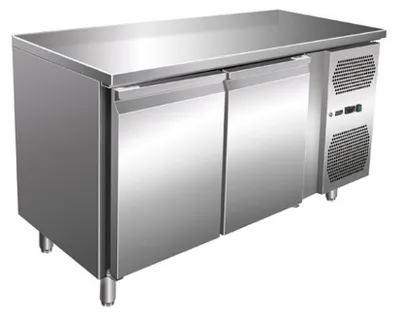 Produktbild von Gastro Kühltisch | Kühltheke Edelstahl | 314 Liter | 2 Türen | Umluftkühlung | -2 bis +8°C