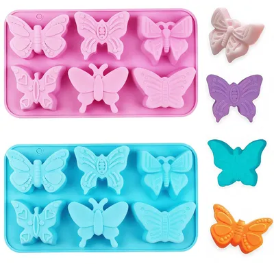 2er Set Silikon-Schmetterlingsformen, 6 Motive, 22,5 x 12,5 cm