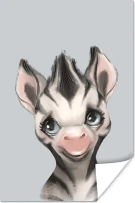 Produktbild von MuchoWow® Poster Zebra - Kind - Grau 60x90 cm - Wanddekoration
