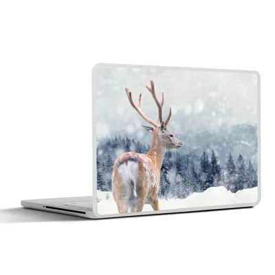 Produktbild von MuchoWow® Laptop Aufkleber Sticker Cover Winter - Hirsche - Tiere 30x21 cm - Sticker für Laptop - Selbstklebend
