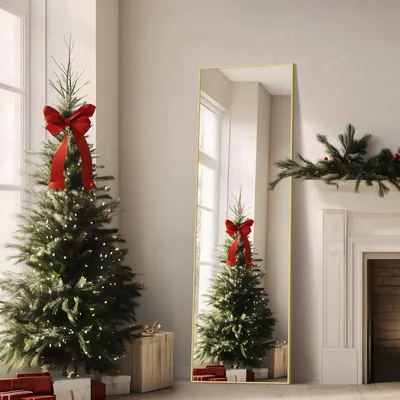 Immagine prodotto di Specchio da parete rettangolare, 150 x 40 cm, cornice in alluminio dorato