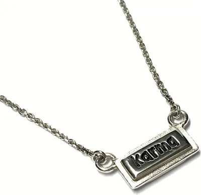 Produktbild von Kette 925 Silber handmade KARMA Aufschrift Collier Unikatschmuck Statement 44 / 47cm