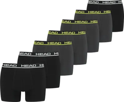 Produktbild von HEAD Herren Boxershorts, 7er Pack - Basic Boxer Trunks ECOM, Baumwolle Stretch Schwarz/Grau/Gelb S
