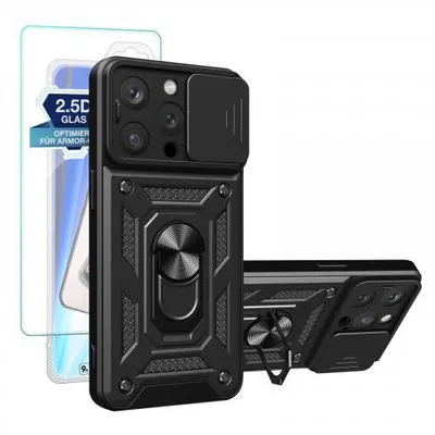 Produktbild von Armor Hülle Camera Protect für Apple iPhone 15 Serie (Glasvariante) - Farbe: Schwarz - Modellkompatibilität: Für Apple iPhone 15 Pro Max - Displayglas: Mit 9H Displayglas