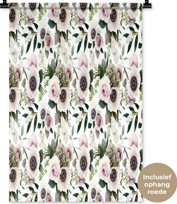 Produktbild von MuchoWow® Wandteppich Wandbehang Blumen - Rosen - Muster 60x90 cm Tapisserie Dekoration Wandtuch - Foto-Teppich - Abwaschbar