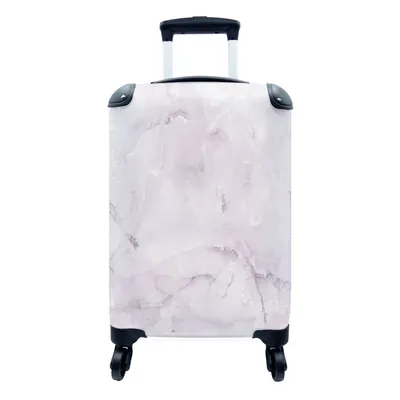 Produktbild von MuchoWow® Koffer Handgepäck Trolley Rollkoffer Kleine Reisekoffer mit 4 Rollen - Marmor - Adern - Rosa - Cabin Size < 55x40x23 cm & 55x40x20 cm - Fotokoffer - Kabinenkoffer - Boardgepäck - Reise-Box - Reisekoffer - Reisegepäck - Koffer mit Bild - Trolley für Kinder