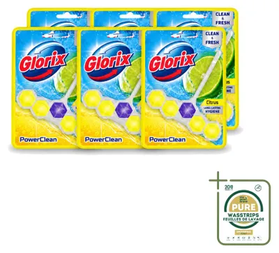 Produktbild von 6 x Glorix Power Clean WC-Stein - Zitrone - Vorratspackung - 6 Stücke