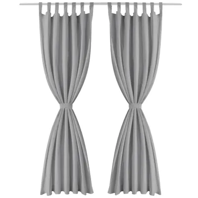 Produktbild von vidaXL Vorhänge aus Mikro-Satin 2 Stk. mit Schlaufen 140×225 cm Grau